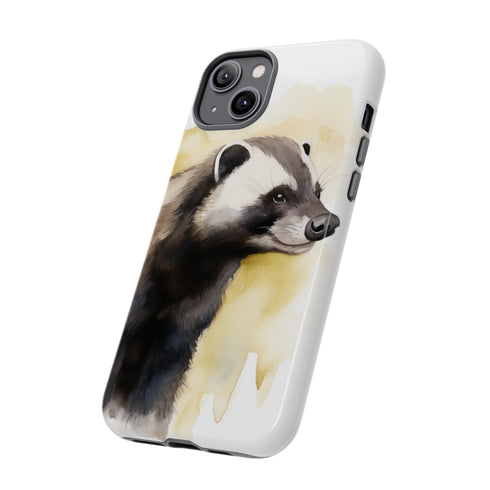 Badger on a Yellow Background - Impact Resistant Phone Case